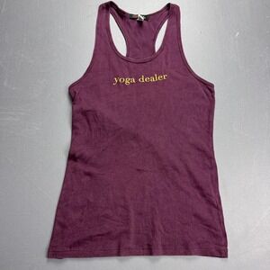 I Love Yoga Tank Top Women's Large Purple Racerback Yoga Dealer Stretch USA Made